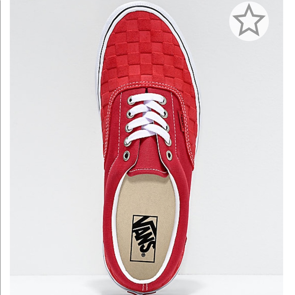 Vans Era Deboss Pomp Red Checkerboard Skate Shoes - Picture 2 of 3